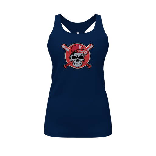 [CUS-DFW-RCBK-PER-NVY-FYS-LOGO3] Racerback Tank Top (Female Youth S, Navy, Logo 3)