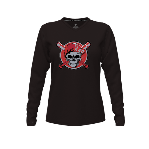 [FTLVCFBK-FYXS-LOGO3] Decker Comfort T-Shirt (Female Youth XS, Black, V Neck, Logo 3, Long Sleeve)