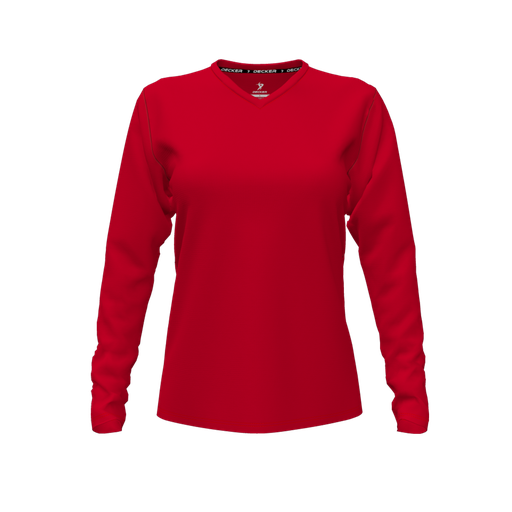 [FTLVCFRD-FYXS] Comfort T-Shirt (Female Youth XS, Red, V Neck, None, Long Sleeve)