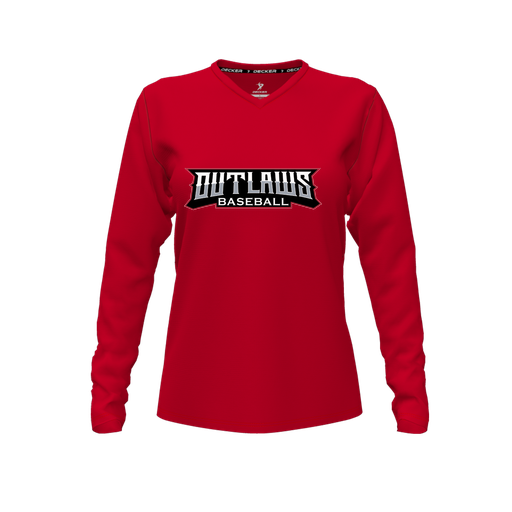 [FTLVCFRD-FYXS-LOGO2] Comfort T-Shirt (Female Youth XS, Red, V Neck, Logo 2, Long Sleeve)