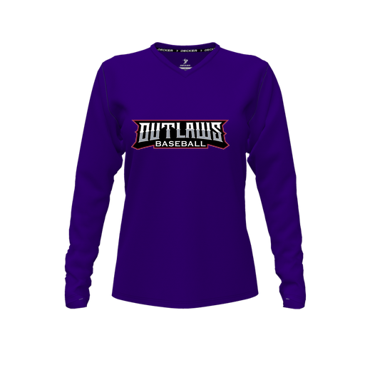 [CUS-DFW-TEES-CMF-VNK-LSL-PUR-FYXS-LOGO2] Decker Comfort T-Shirt (Female Youth XS, Purple, V Neck, Logo 2, Long Sleeve)