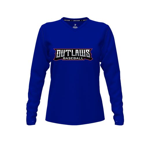 [CUS-DFW-TEES-PER-VNK-LSL-RYL-FYXS-LOGO2] Performance T-Shirt (Female Youth XS, Royal, V Neck, Logo 2, Long Sleeve)