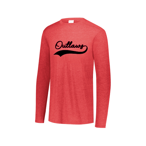 [FTLCUBRD-AXS-LOGO1] Decker Men's Tri-Blend T-Shirt - Long Sleeve (Adult XS, Red, Logo 1)