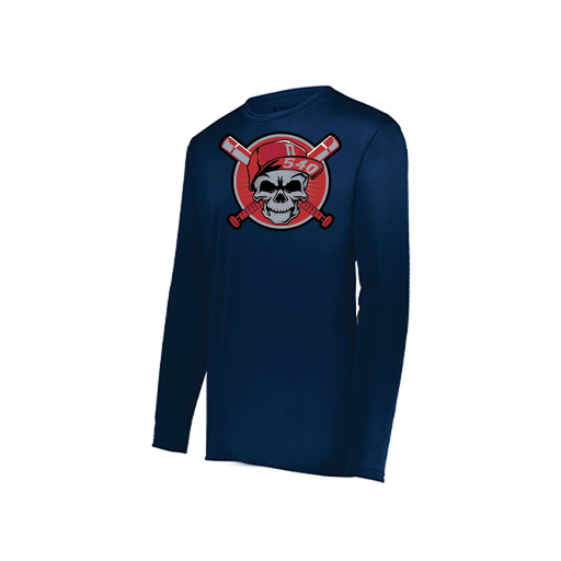 [222823.065.S-LOGO3] Youth LS Smooth Sport Shirt (Youth S, Navy, Logo 3)