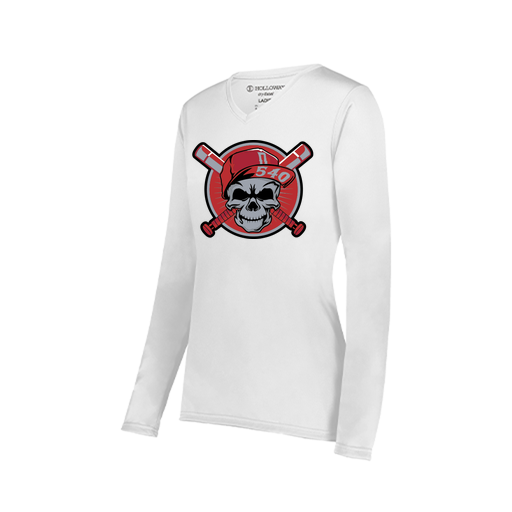 [222824.005.S-LOGO3] Ladies LS Smooth Sport Shirt (Female Adult S, White, Logo 3)