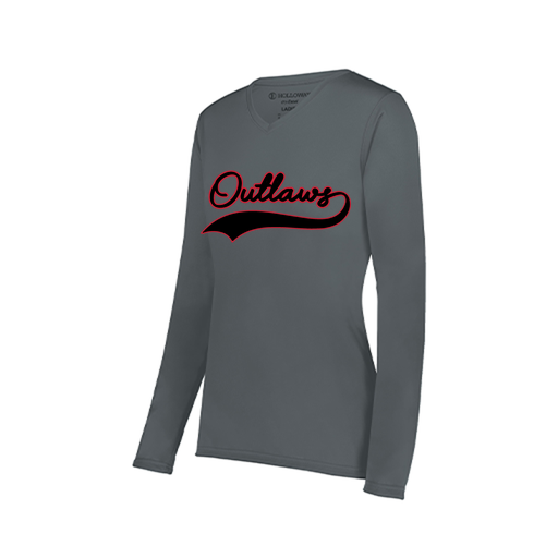 [222824.059.S-LOGO1] Ladies LS Smooth Sport Shirt (Female Adult S, Gray, Logo 1)